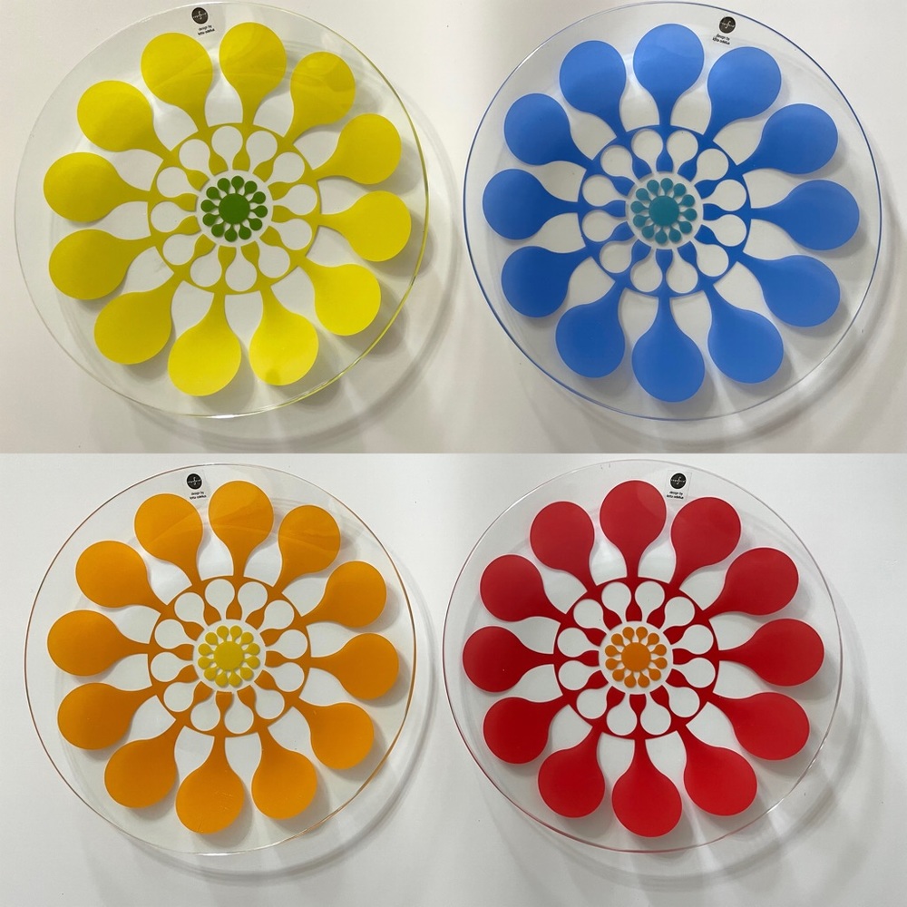 Retro Floral SagaForm Juicy by Lotta Odelius Glass Side Plates 8” New Old Stock